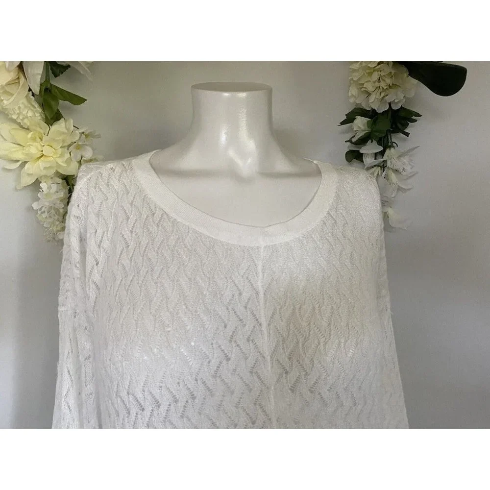 New With Tags Andrea Jovine White Lightweight Tunic Sweater Long Sleeves‎ Sz XL - Picture 9 of 12